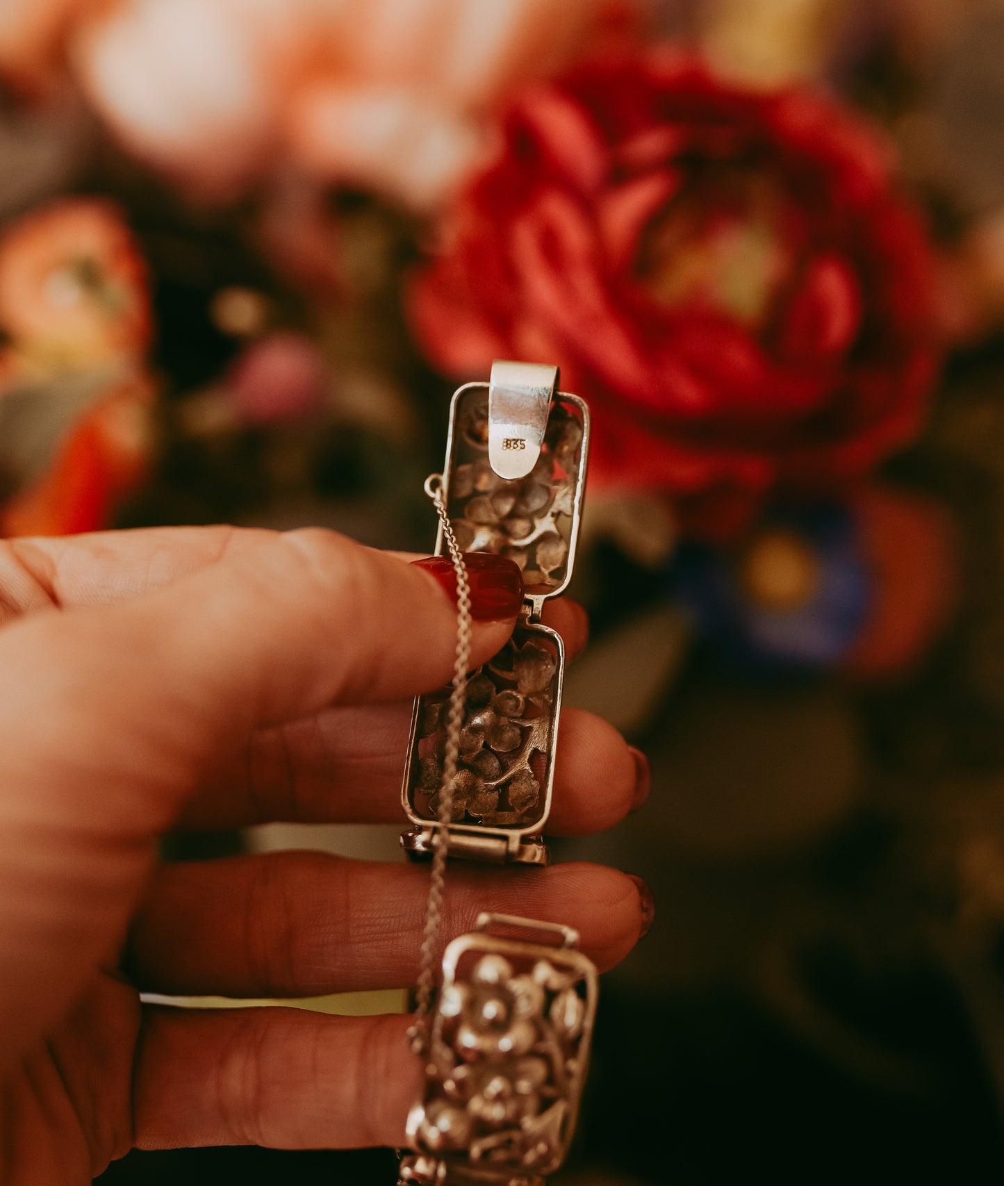 Vintage Continental European 835 Silver Floral Openwork Bracelet | c. 1935-1950