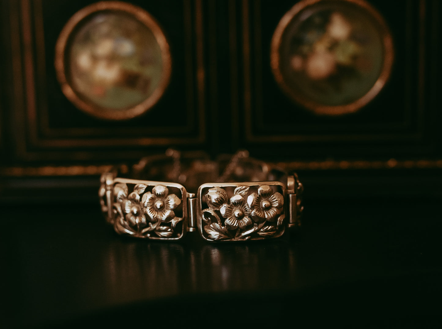 Vintage Continental European 835 Silver Floral Openwork Bracelet | c. 1935-1950