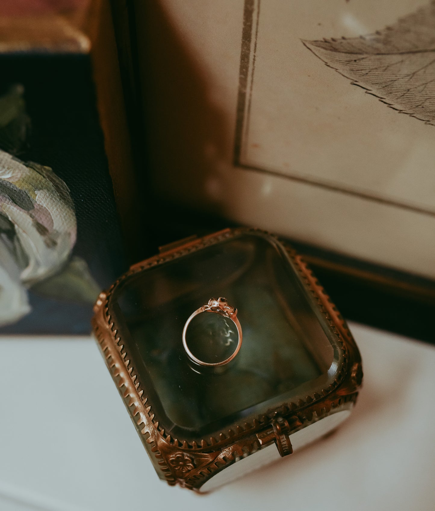 Vintage 14K Gold Sapphire & Diamond Ring | Asymmetrical Floral Design