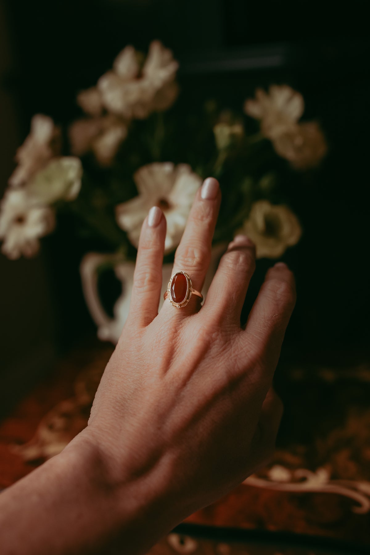 Vintage 10K Yellow Gold & Carnelian Ring Gift