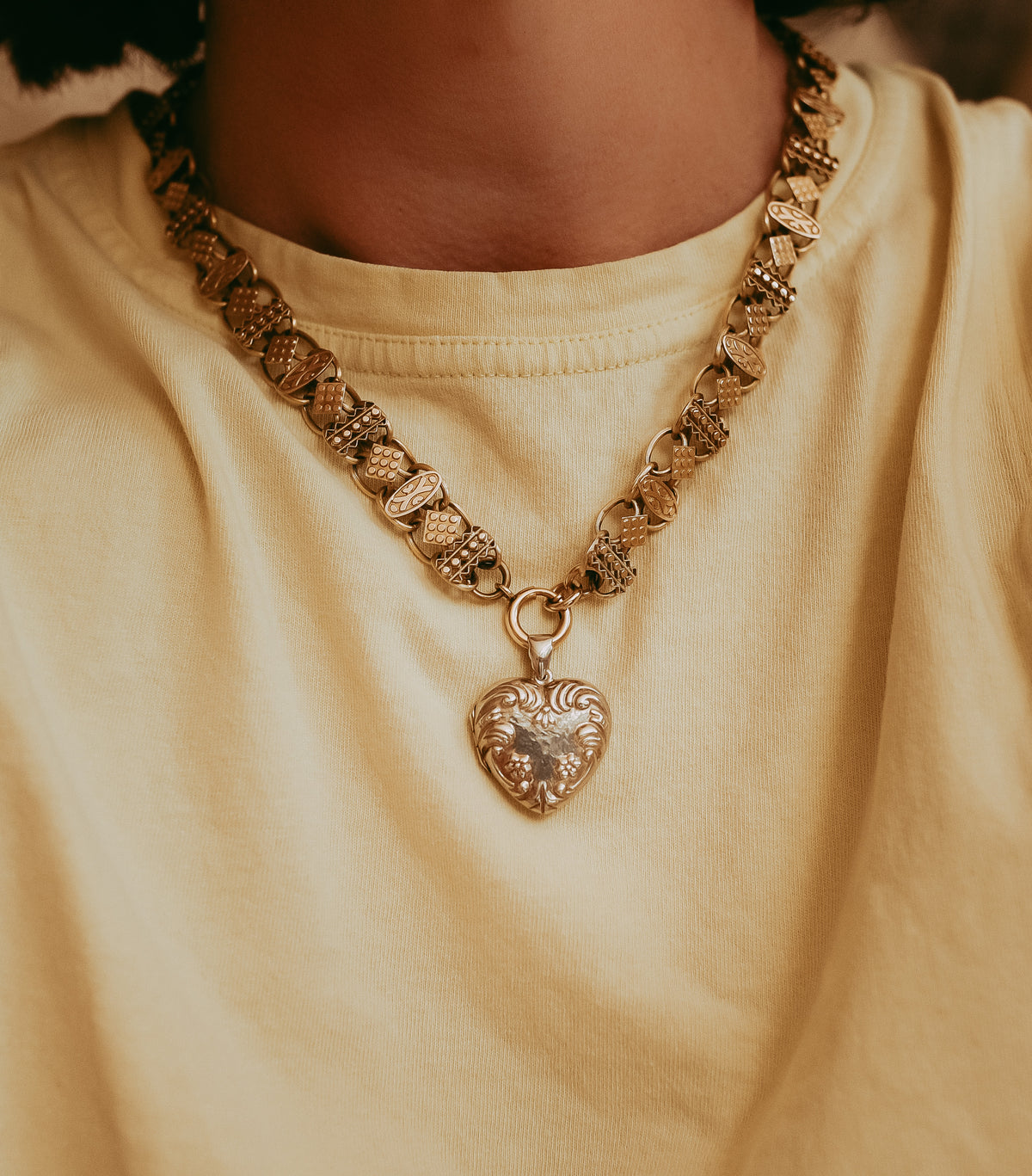 Vintage Sterling Silver Heart Locket Repoussé Floral Pendant