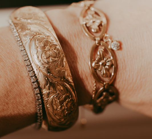 My Darling Juliet | Victorian Gold Filled Floral Bangle