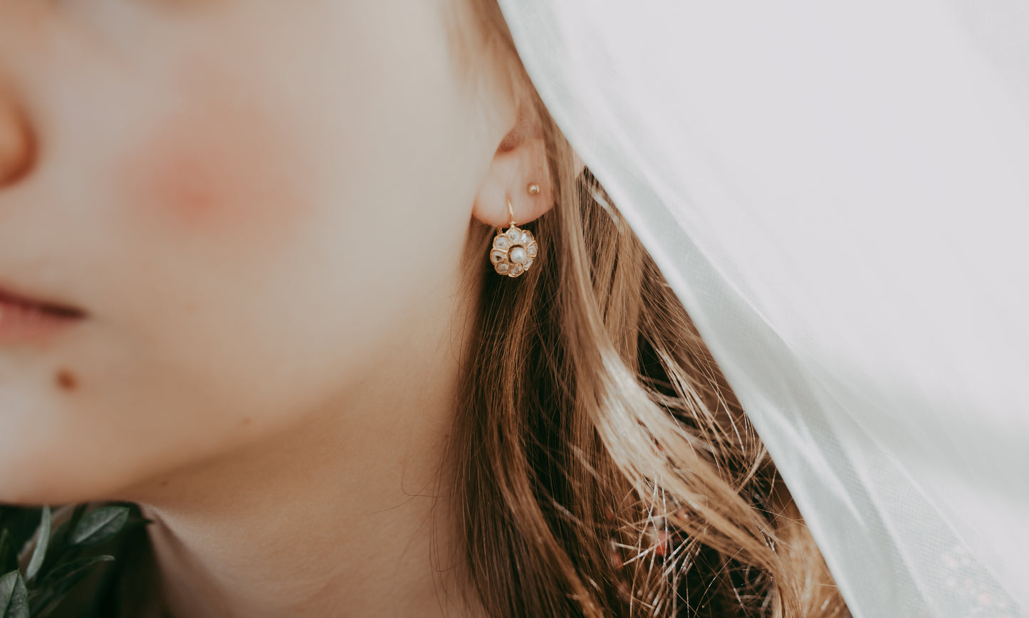 My Darling Juliet | Antique French Diamond & Pearl Dormeuse Earrings