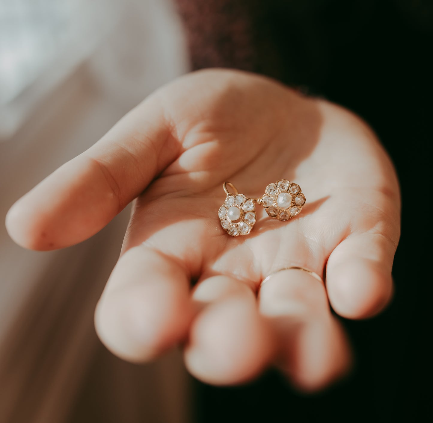 My Darling Juliet | Antique French Diamond & Pearl Dormeuse Earrings