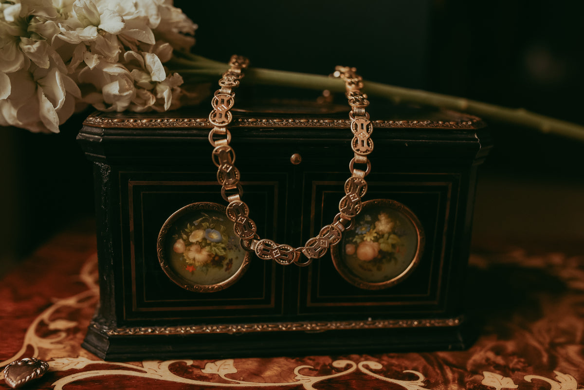 Antique Victorian Gold-Filled Fancy Link Chain Necklace, Antique Yellow Gold 18"