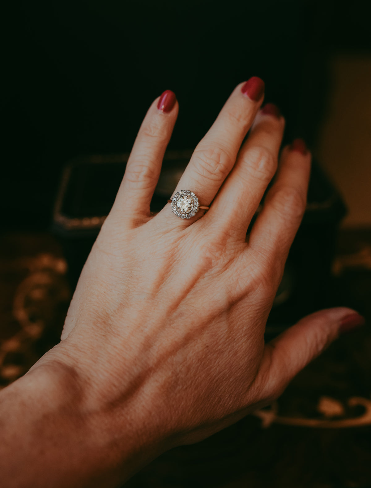 Antique 1.28ct Old European Diamond Ring | 18K Gold & Platinum | Engagement Ring