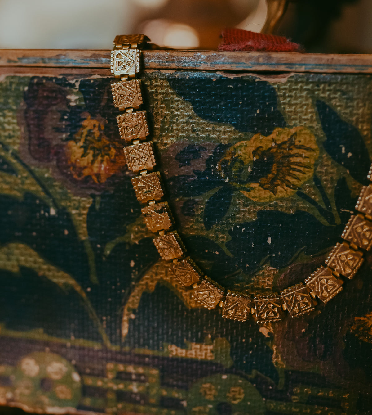 Victorian Etruscan Revival Gold-Filled Chain Necklace | Ornate Antique Square Links