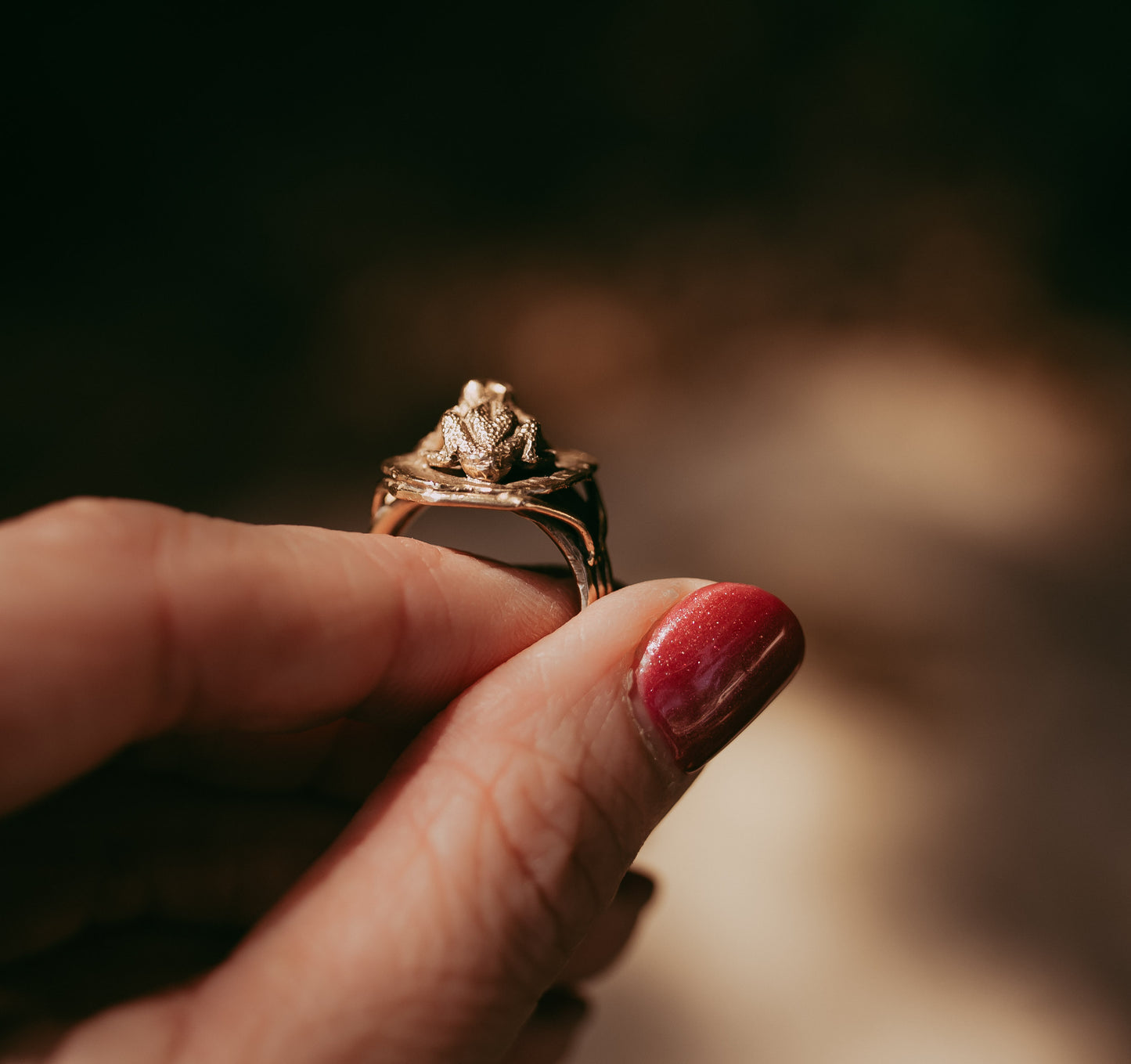 My Darling Juliet | Victorian 15K Gold Frog on Lily Pad Ring