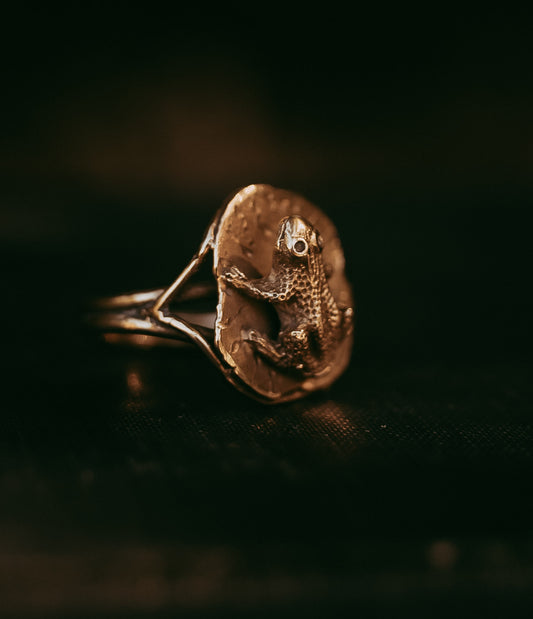 My Darling Juliet | Victorian 15K Gold Frog on Lily Pad Ring