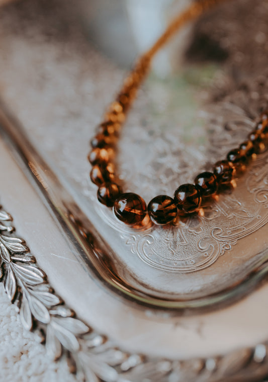 My Darling Juliet | Vintage Amber Honey Glass Bead Necklace