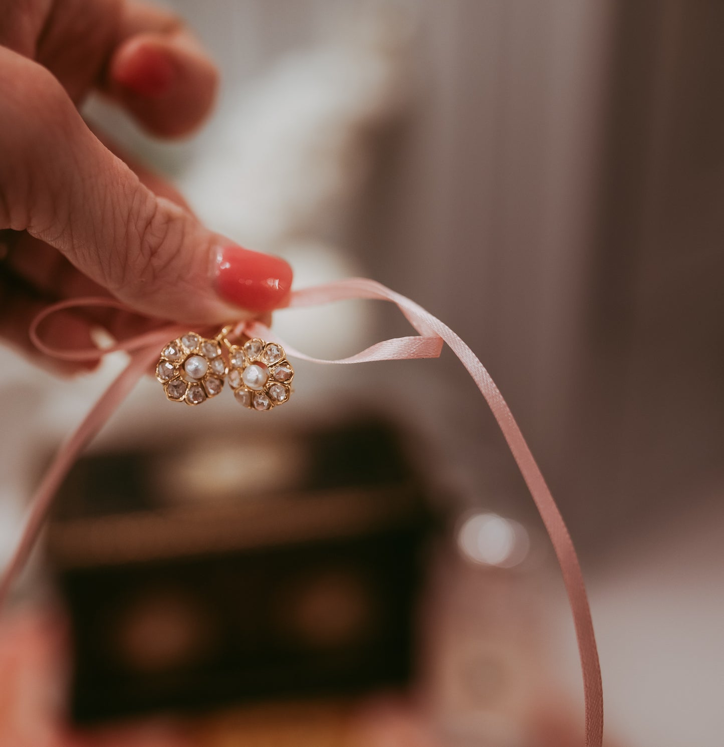 My Darling Juliet | Antique French Diamond & Pearl Dormeuse Earrings