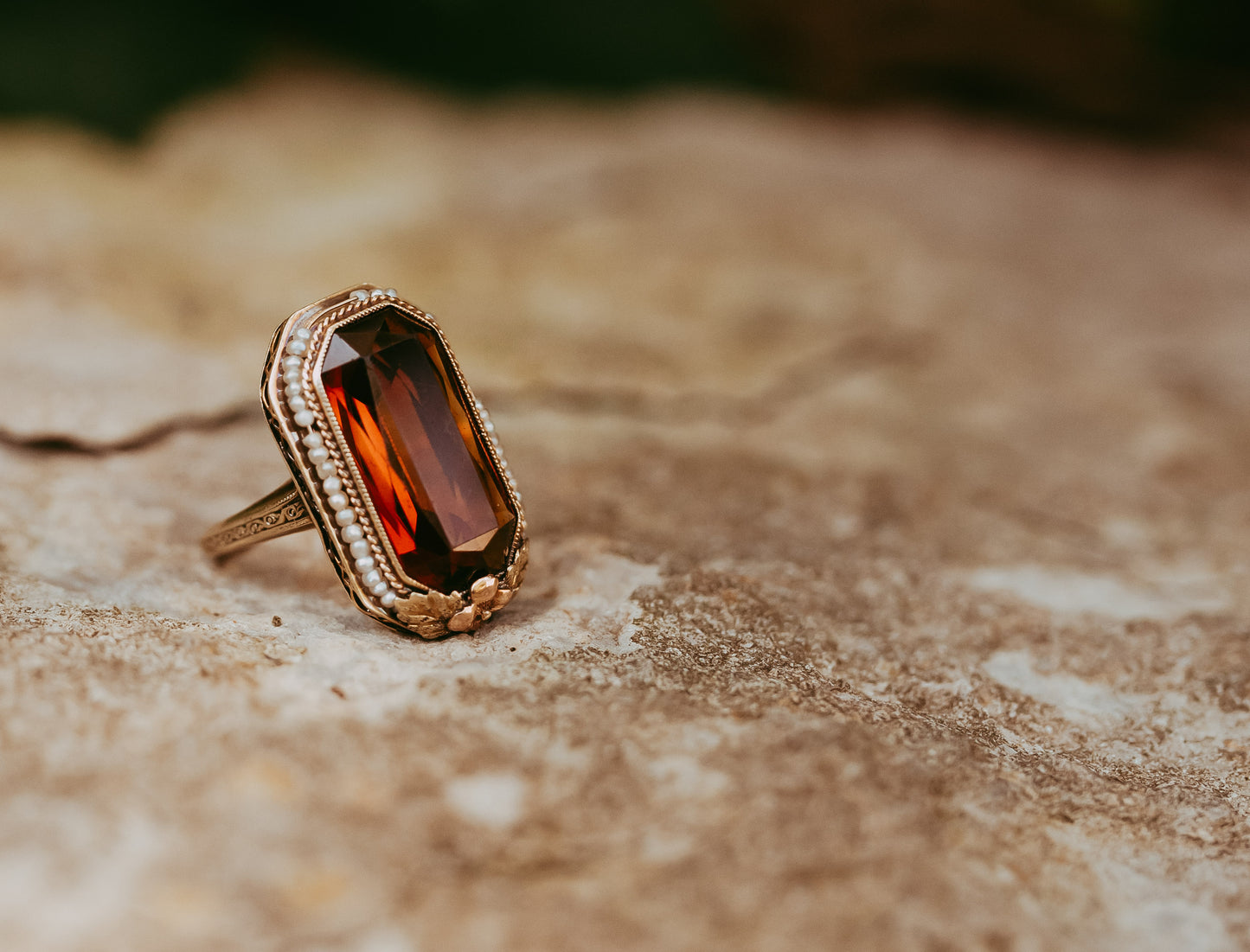 My Darling Juliet | Victorian Citrine & Seed Pearl Ring