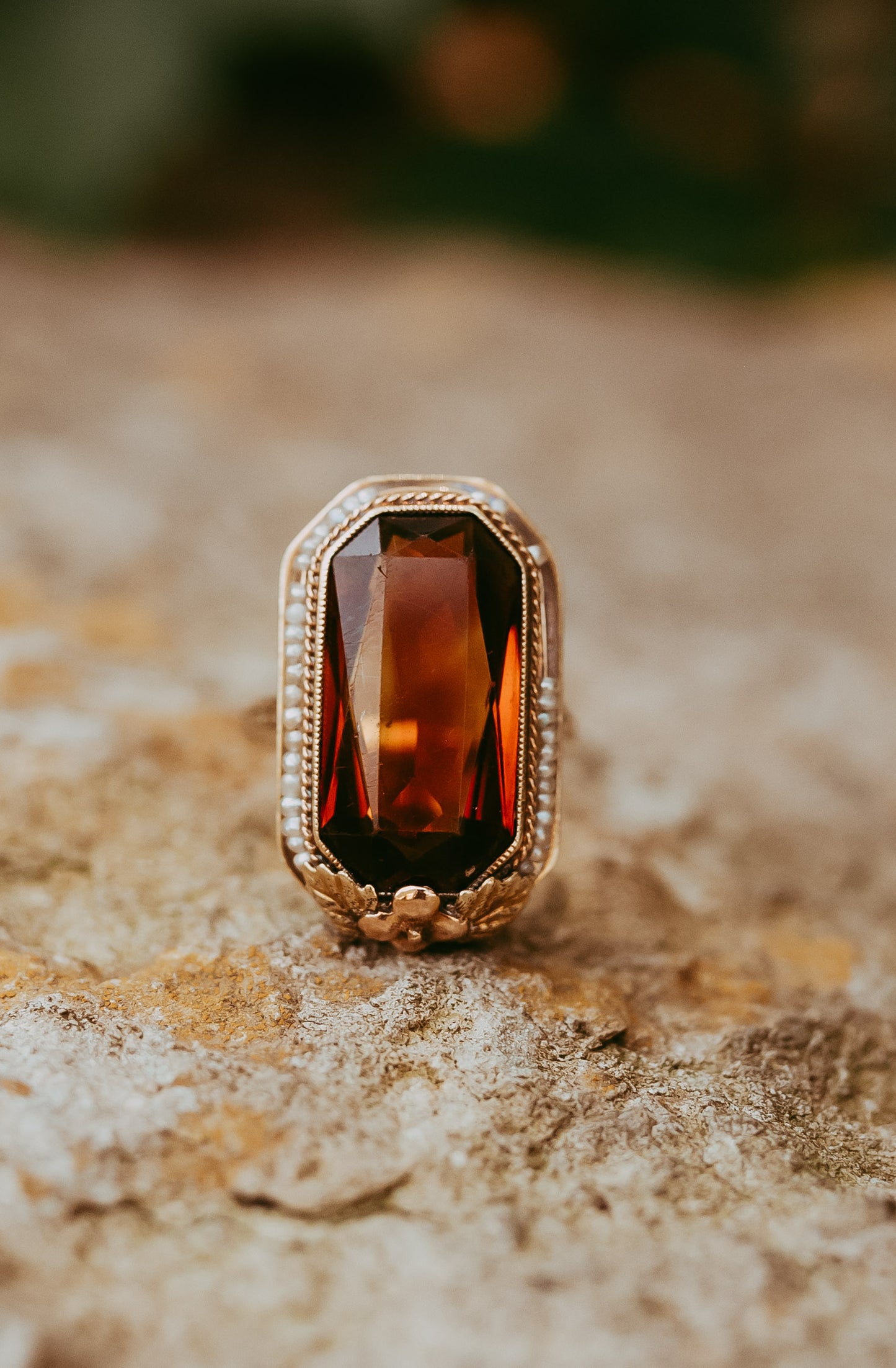 My Darling Juliet | Victorian Citrine & Seed Pearl Ring