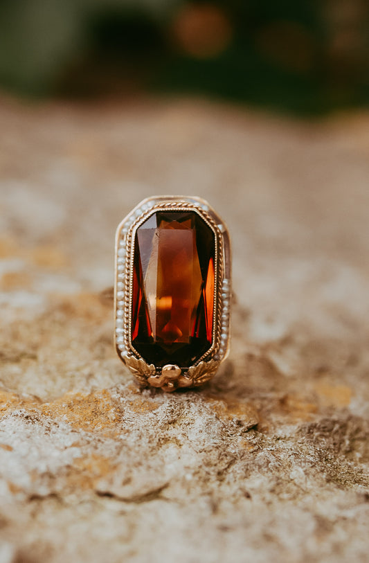 My Darling Juliet | Victorian Citrine & Seed Pearl Ring