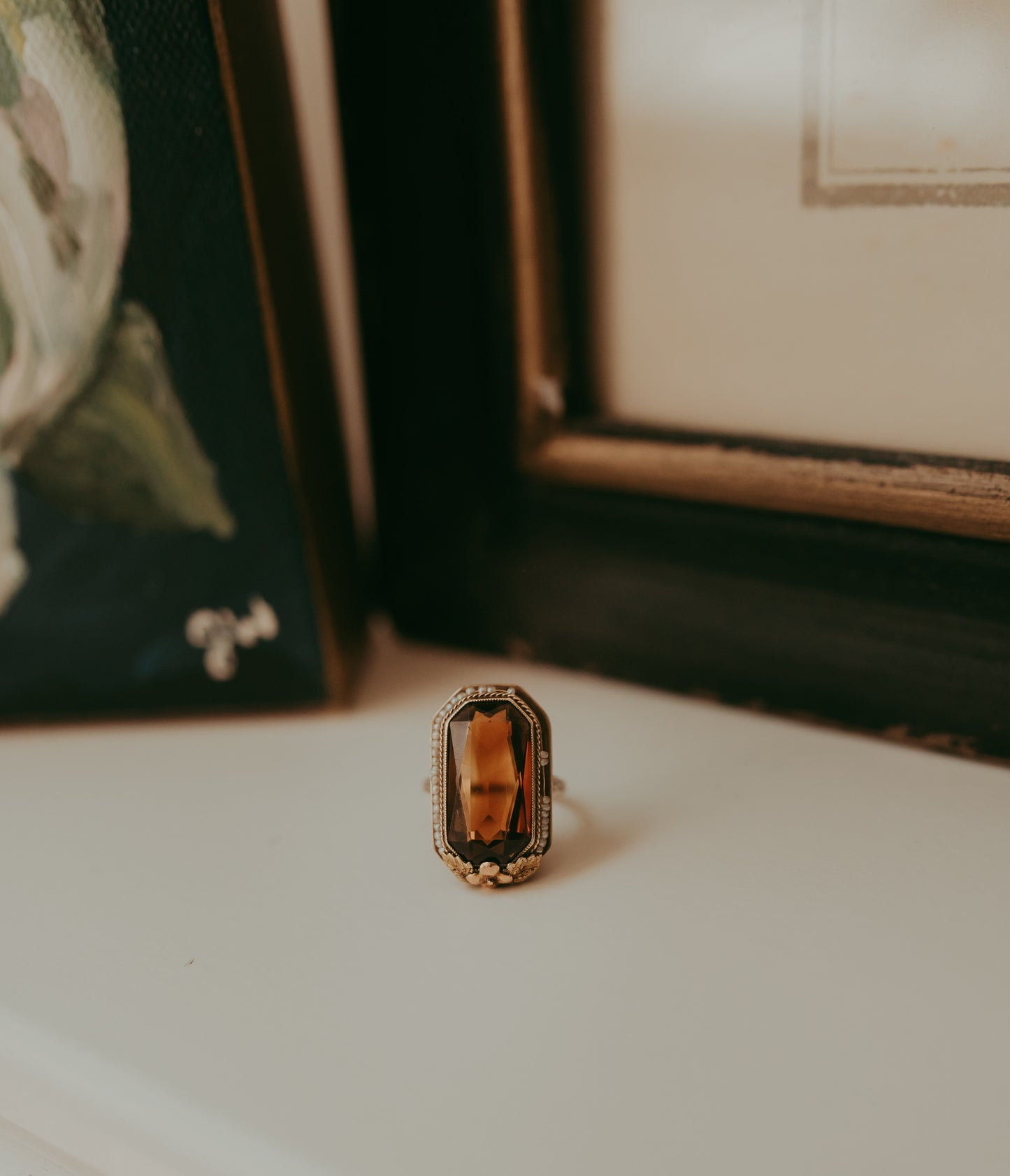 My Darling Juliet | Victorian Citrine & Seed Pearl Ring
