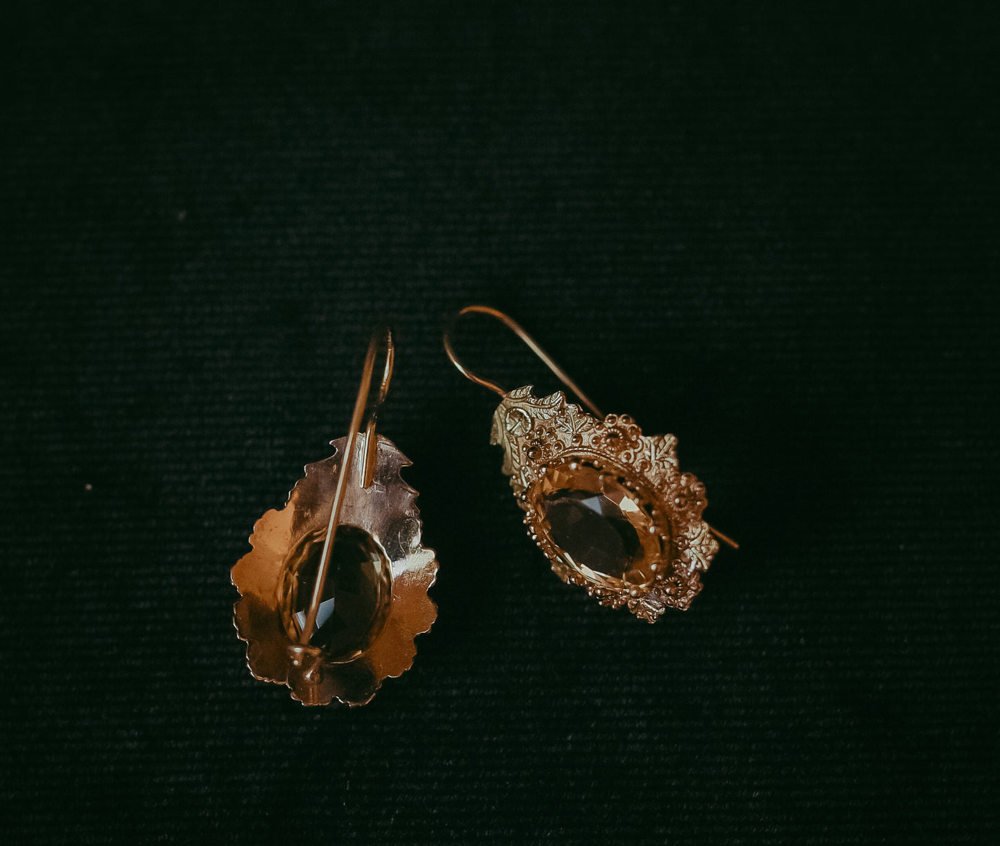 My Darling Juliet | Ornate Victorian 14K Gold Citrine Drop Earrings
