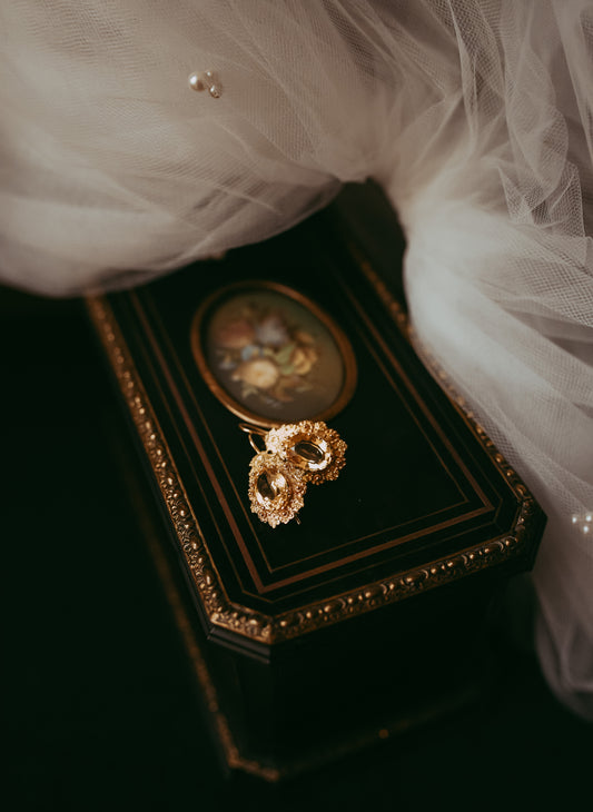 My Darling Juliet | Ornate Victorian 14K Gold Citrine Drop Earrings