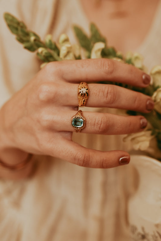 My Darling Juliet | Antique 10K Gold Blue Quartz Ring | Circa 1930