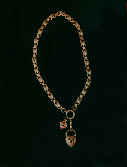 My Darling Juliet | Antique 1860 Gold-Filled Necklace with Floral & Leaf Design