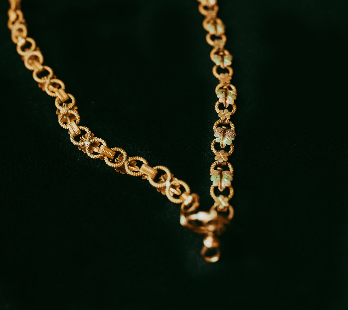 My Darling Juliet | Antique 1860 Gold-Filled Necklace with Floral & Leaf Design