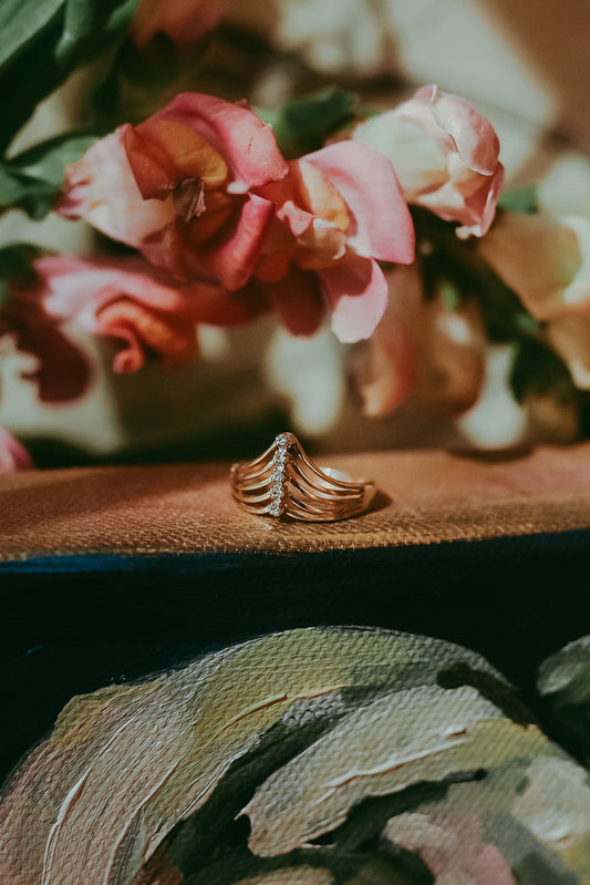 My Darling Juliet | Vintage 10K Gold Diamond Chevron Ring
