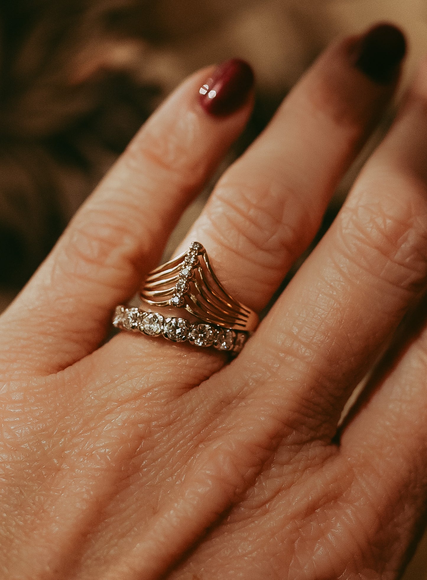 My Darling Juliet | Vintage 10K Gold Diamond Chevron Ring