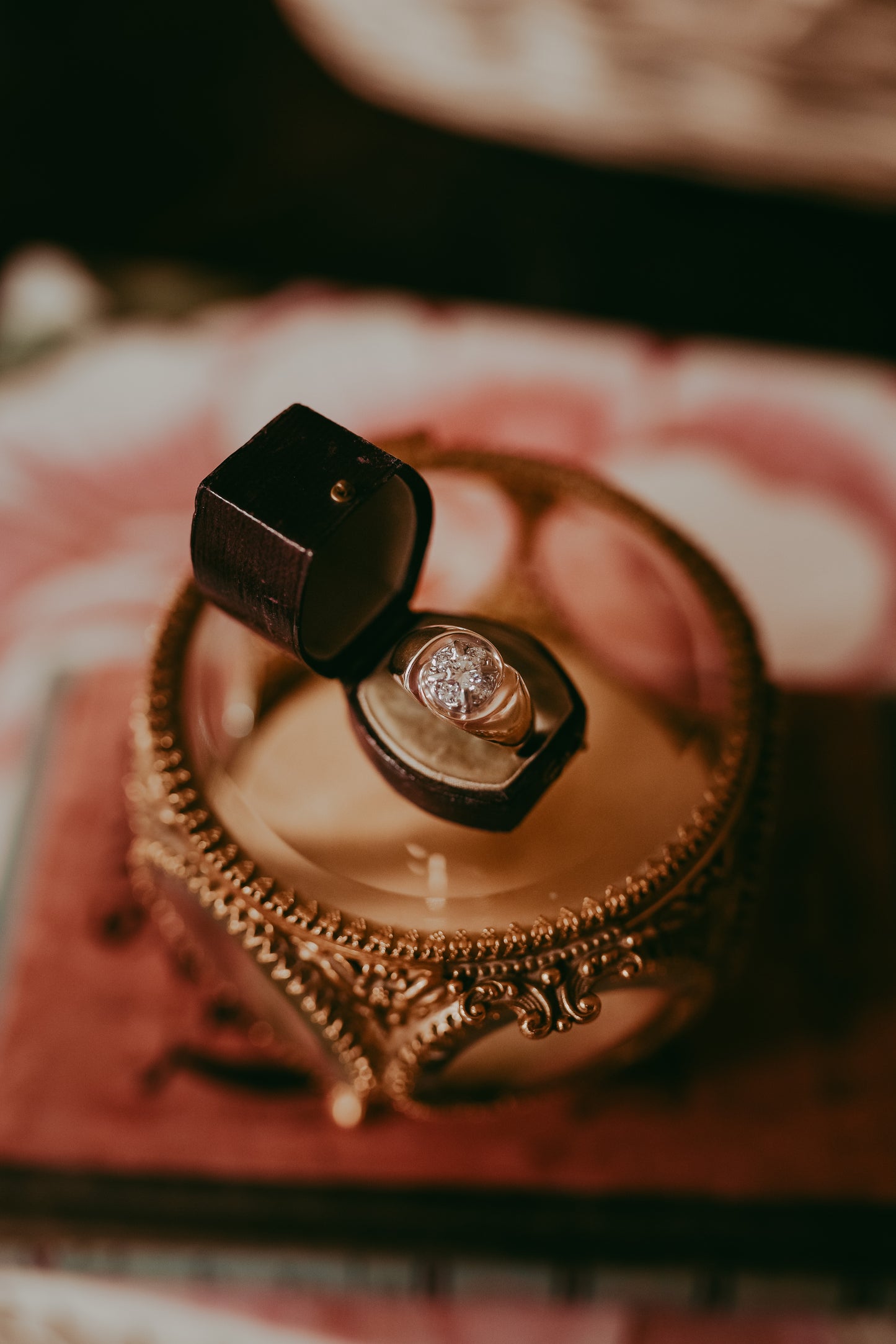 Mid-Century 10K Gold Diamond Statement Ring Daisy Ring Bold Ring | Vintage Gold Ring