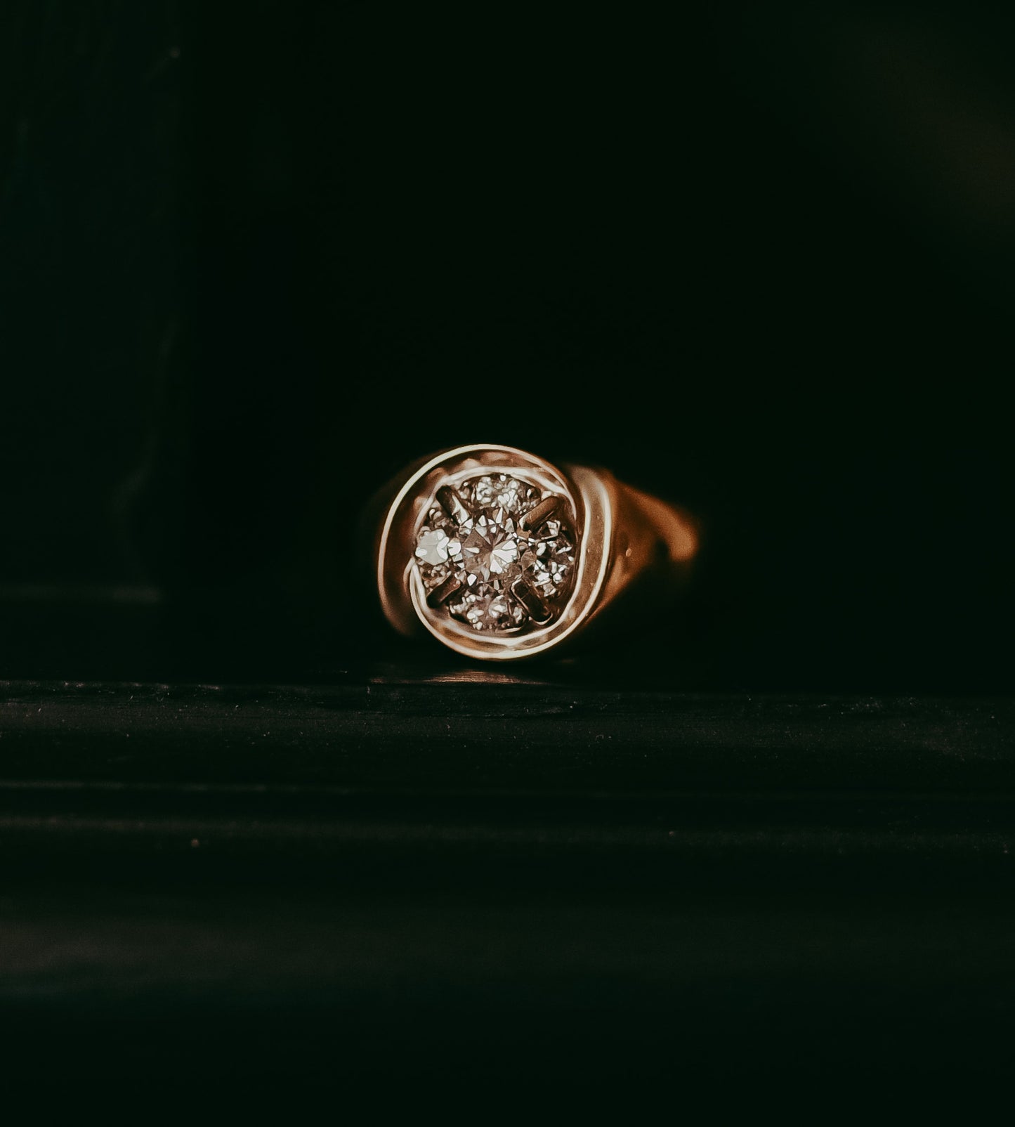 Mid-Century 10K Gold Diamond Statement Ring Daisy Ring Bold Ring | Vintage Gold Ring