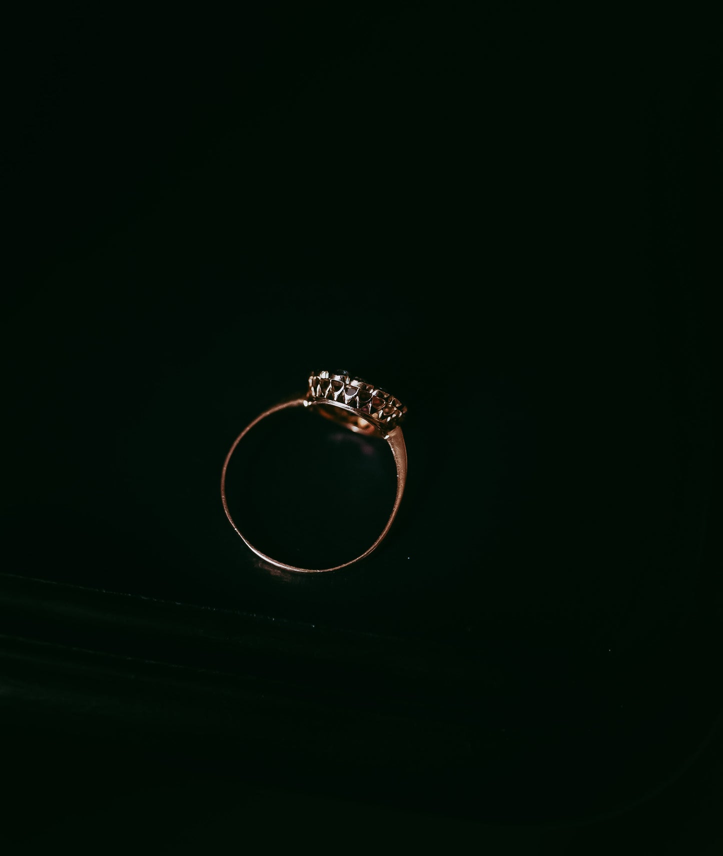 Pink Tourmaline Rose Cut Diamond Halo Ring 14K Gold Estate Jewelry