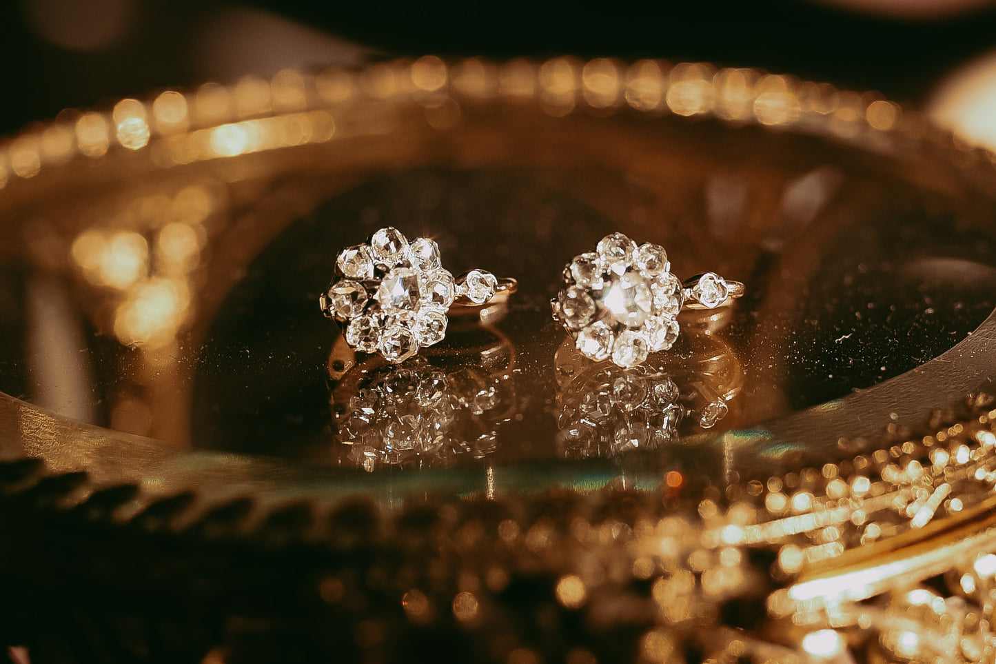 Belle Epoque Dutch Rose Cut Diamond Daisy Earrings