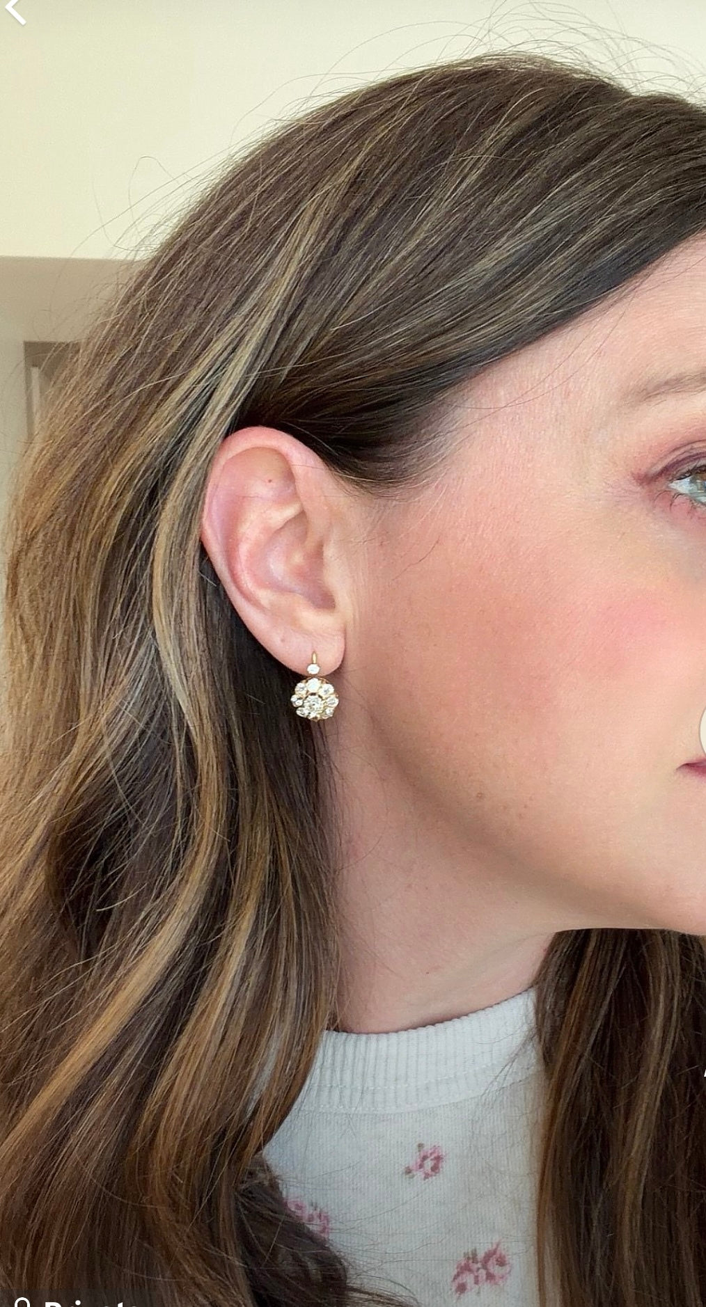 Antique Victorian Old Mine Cut Diamond Rosetta Cluster Earrings 18K Gold 3.10ctw