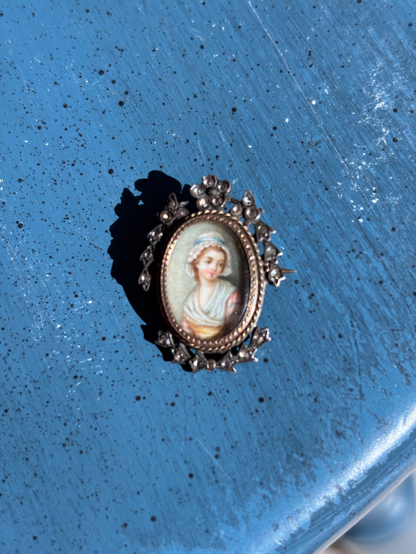 My Darling Juliet | Miniature Silver and Diamond Portrait Pin