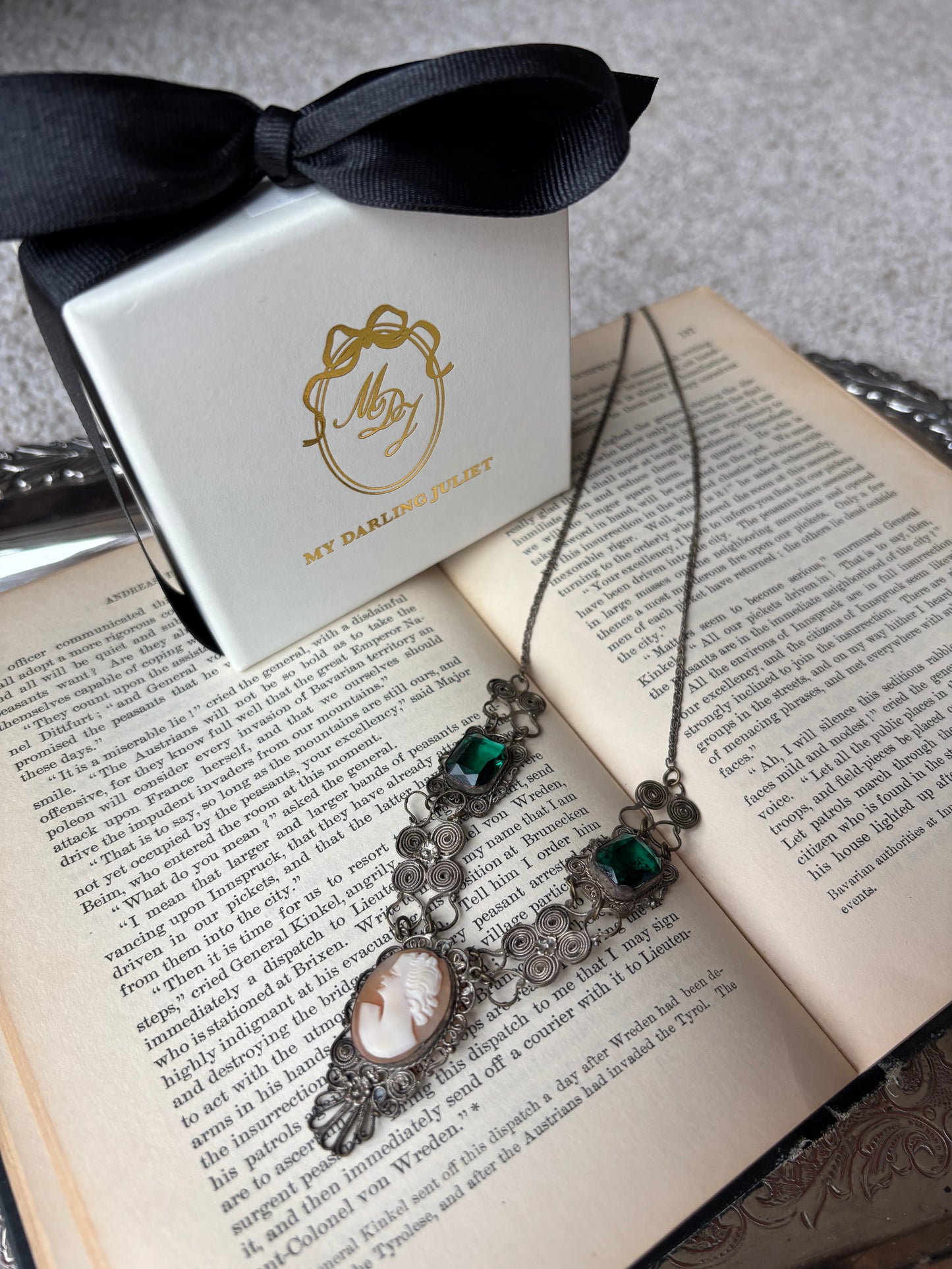 My Darling Juliet | Antique Victorian Silver Filagree Cameo Necklace